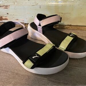 Puma Women's Black and Green Sandals